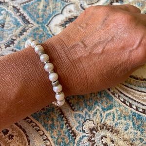 Perlavisa Genuine Pearl & Sterling Silver Bracelet Itaor Italy .925